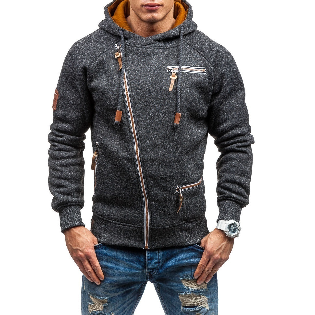 Sudadera con cremallera diagonal