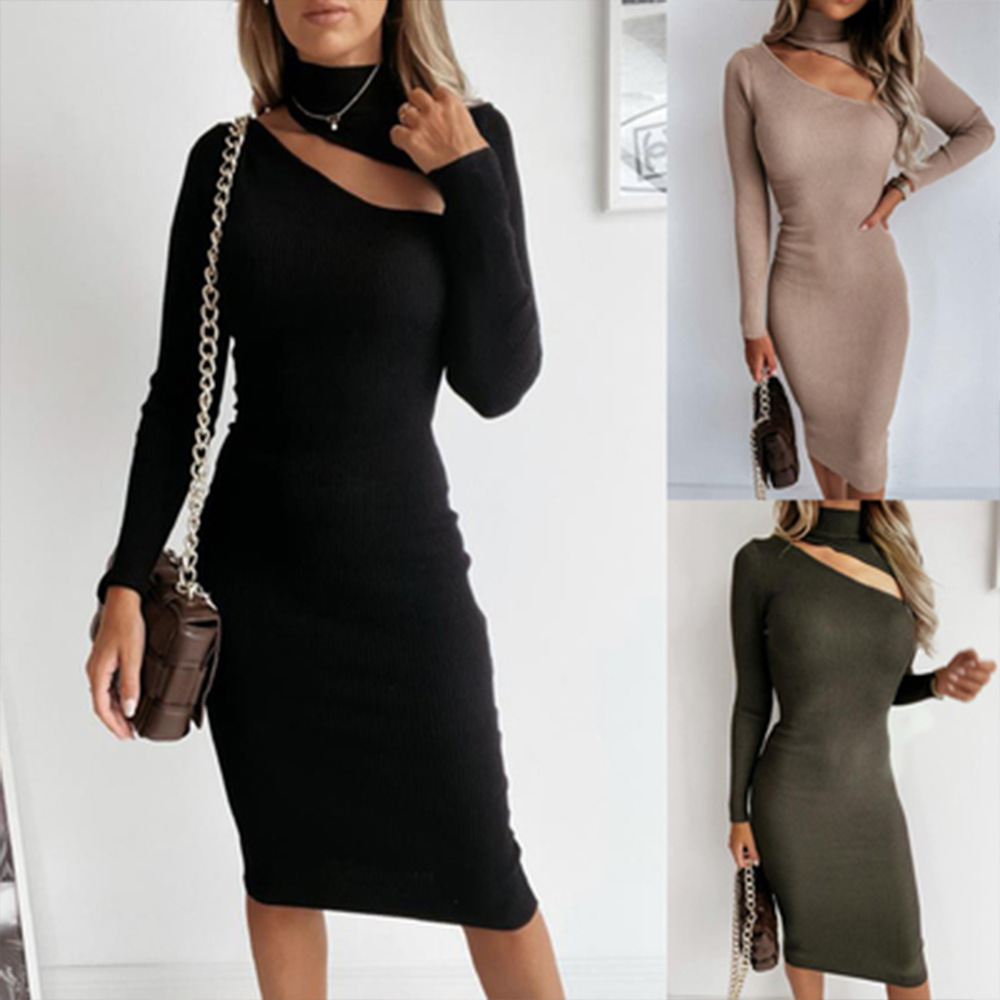 Vestido de cintura alta con abertura