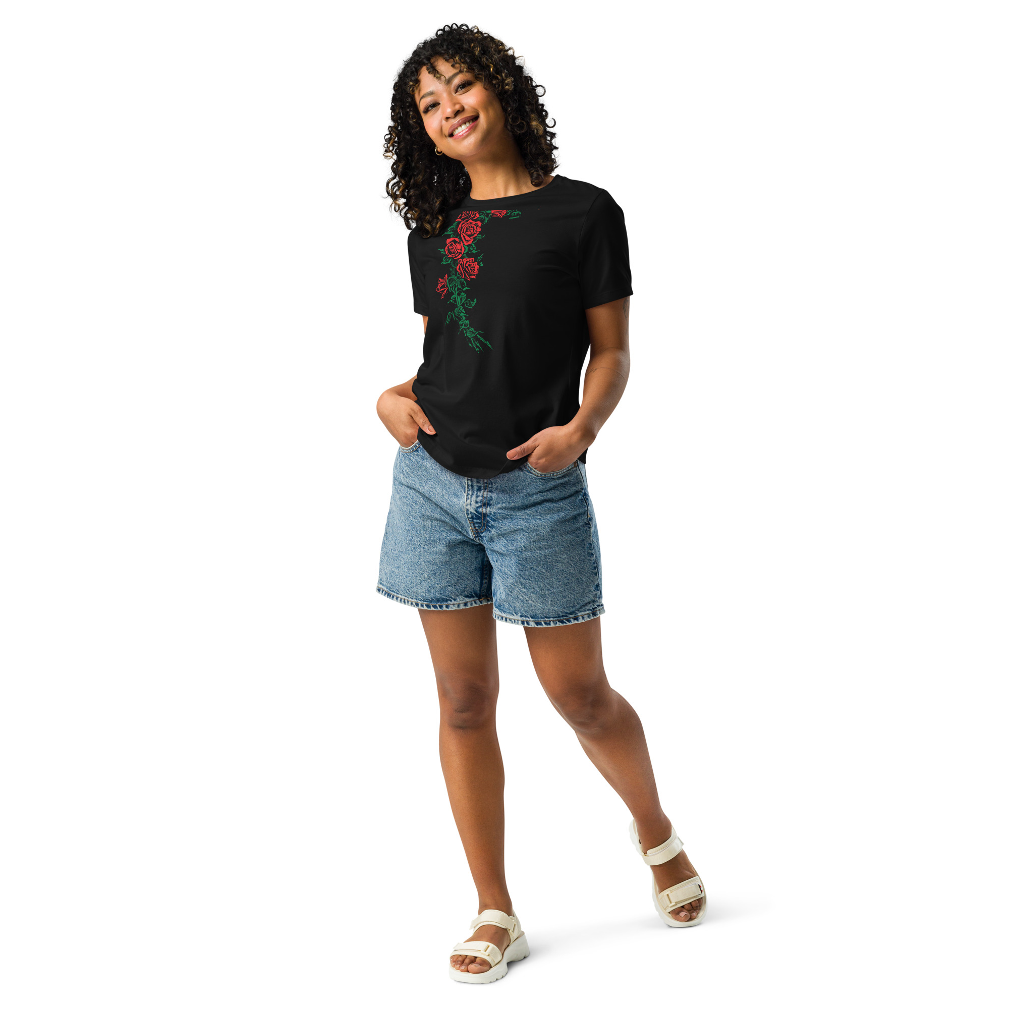 Camiseta suelta rosas