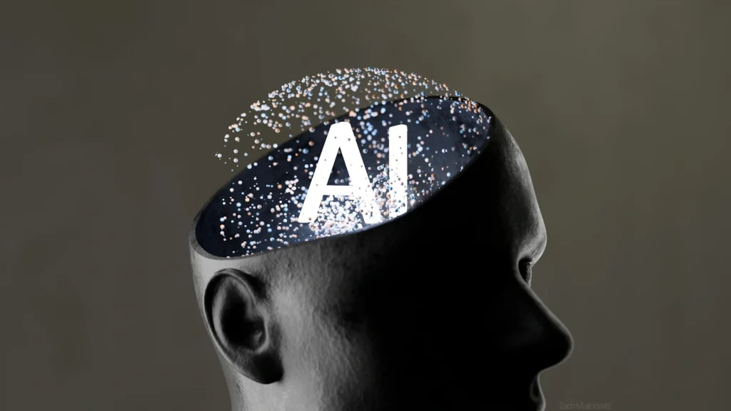 Imagen ilustrativa de persona con el logo de la IA ejemplificando